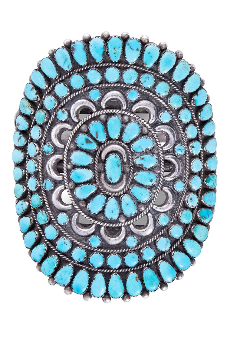 Mansjett, klynge, turkis, stor oval, vintage, 70-tallet, 2735