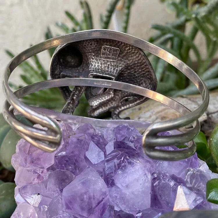 Vintage sterling sølv leopard armbånd med 5 karat lilla ametyst 1989