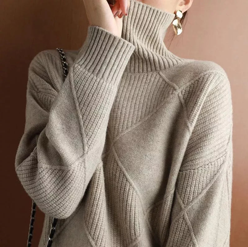 LØS KASHMIRGENSER MED RULLEKRAGE CARDIGAN