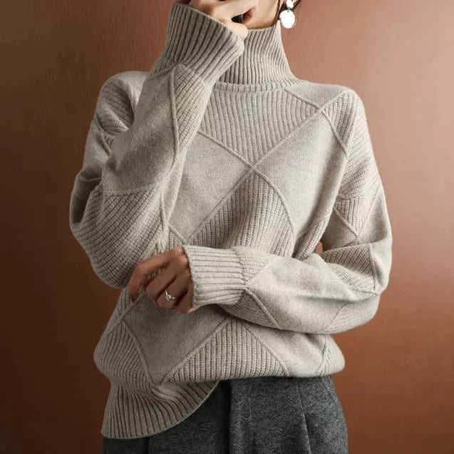 LØS KASHMIRGENSER MED RULLEKRAGE CARDIGAN