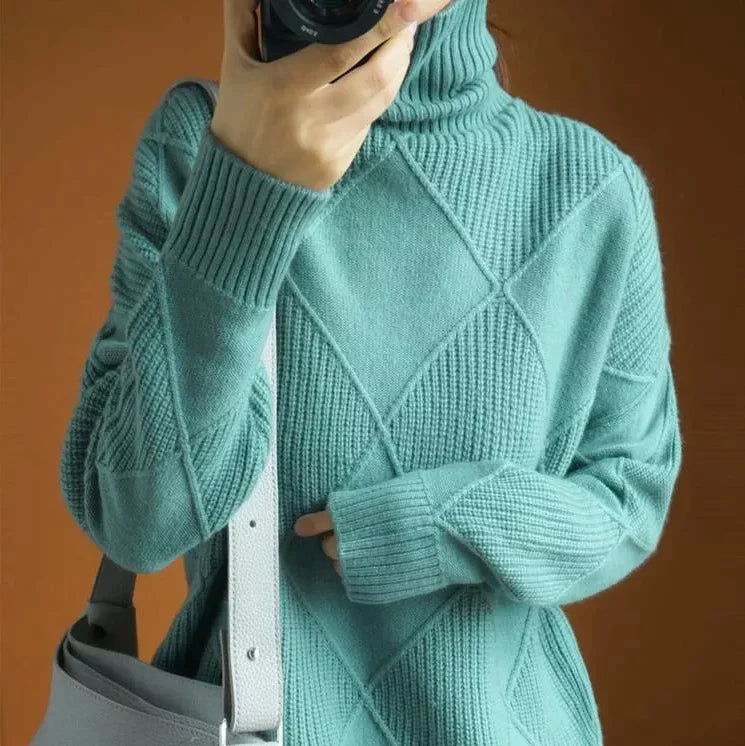 LØS KASHMIRGENSER MED RULLEKRAGE CARDIGAN