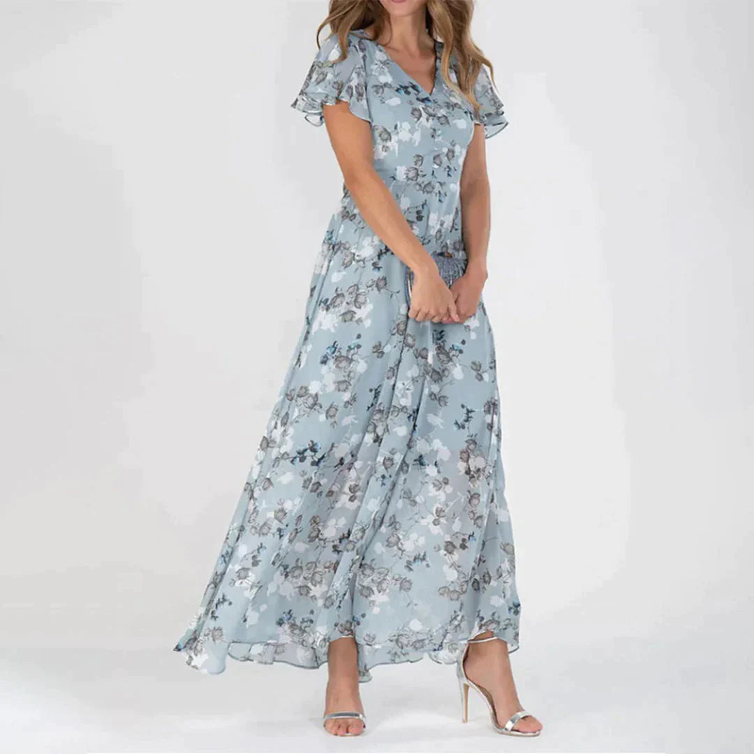 GABRIELLE - Stilig blomstret kjole med blomstermønster