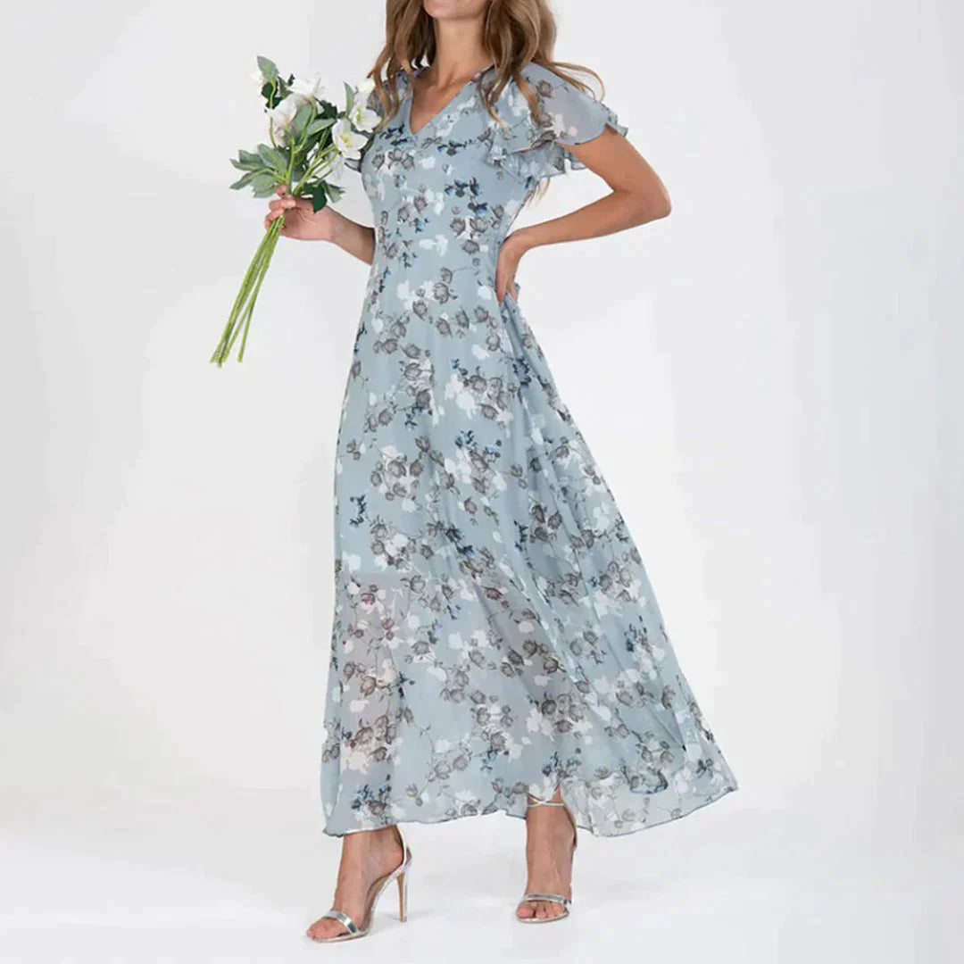 GABRIELLE - Stilig blomstret kjole med blomstermønster