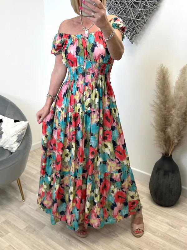 Flower Print Magic Long Maxi Sun kjole