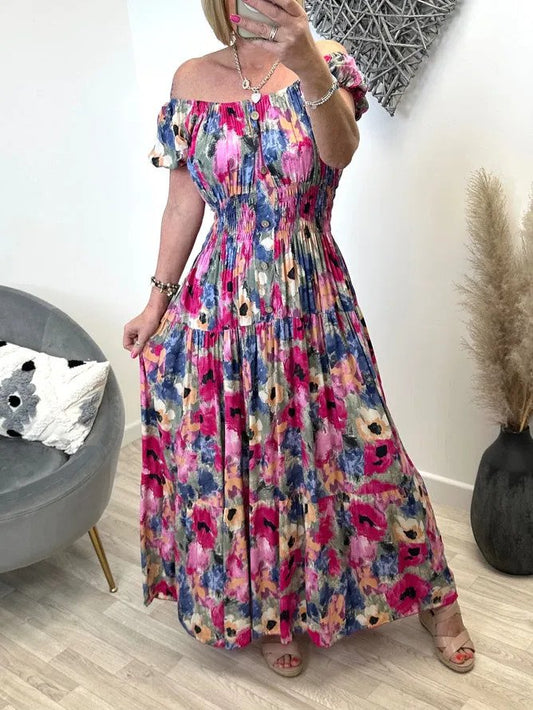 Flower Print Magic Long Maxi Sun kjole