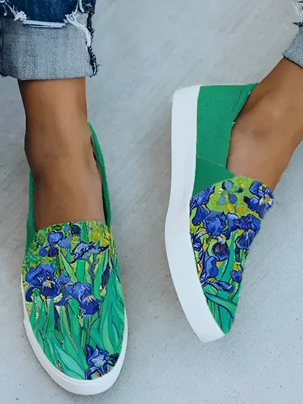 Van Gogh Irises Print Canvas Shoes