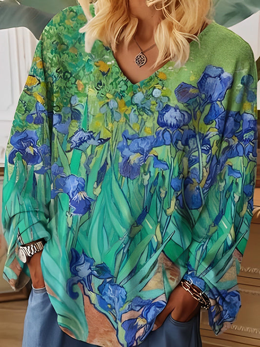 Van Gogh Art T-skjorte med V-hals og avslappet passform