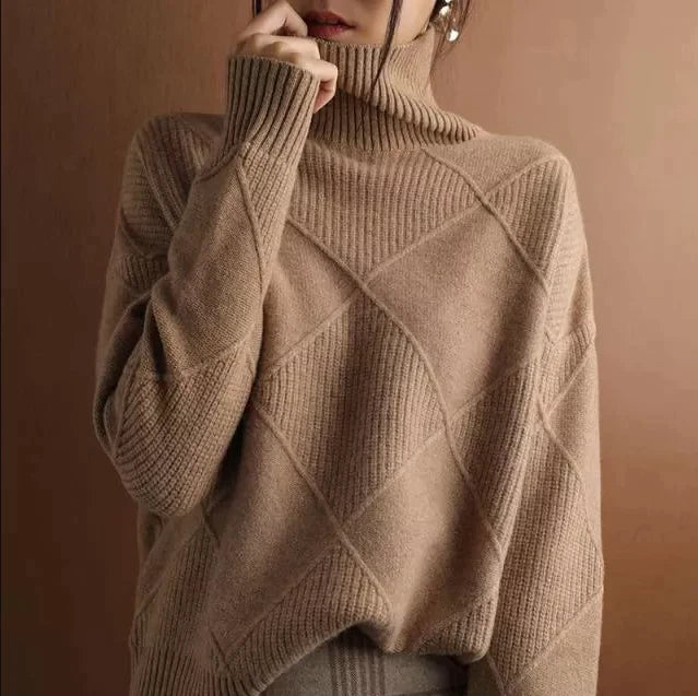 LØS KASHMIRGENSER MED RULLEKRAGE CARDIGAN