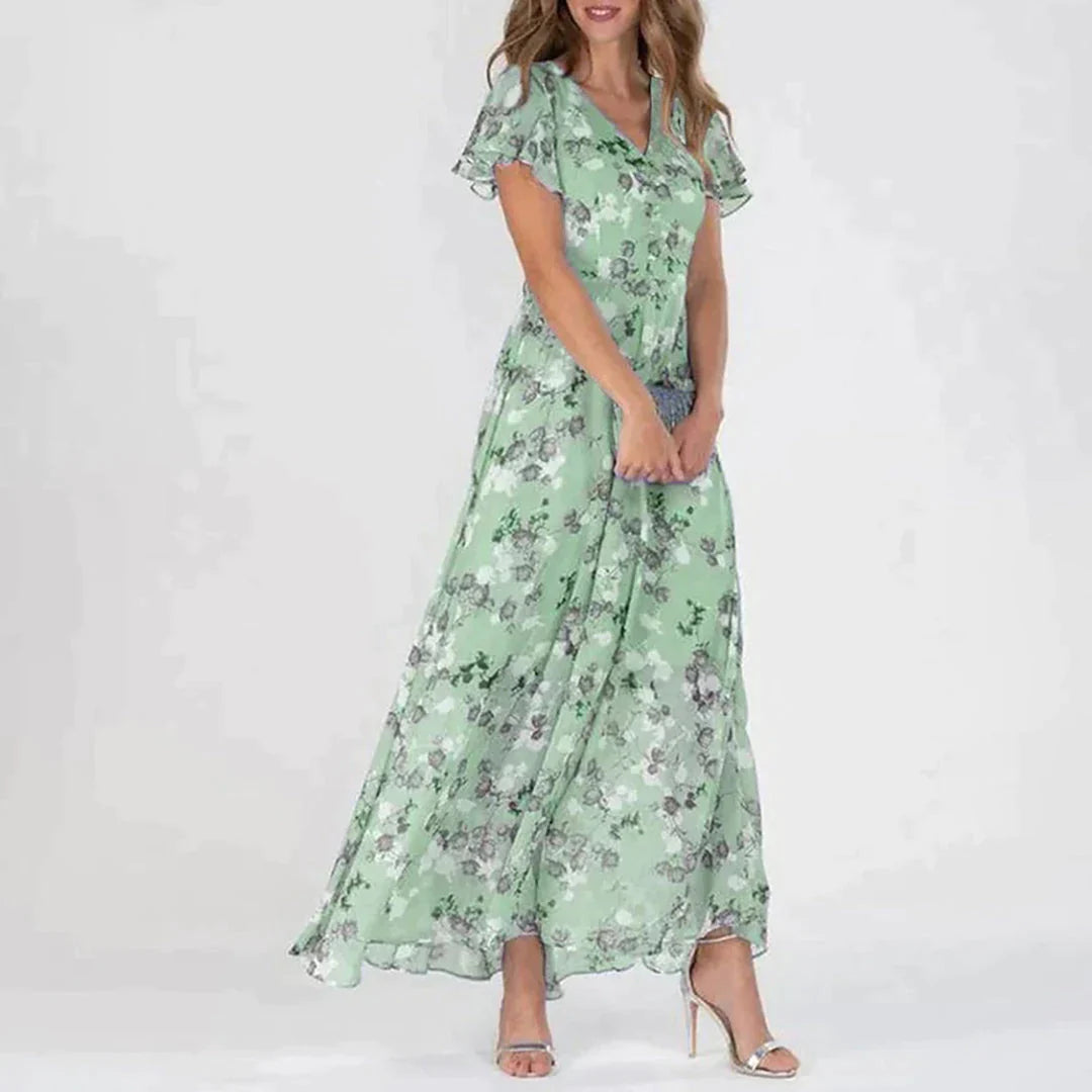 GABRIELLE - Stilig blomstret kjole med blomstermønster