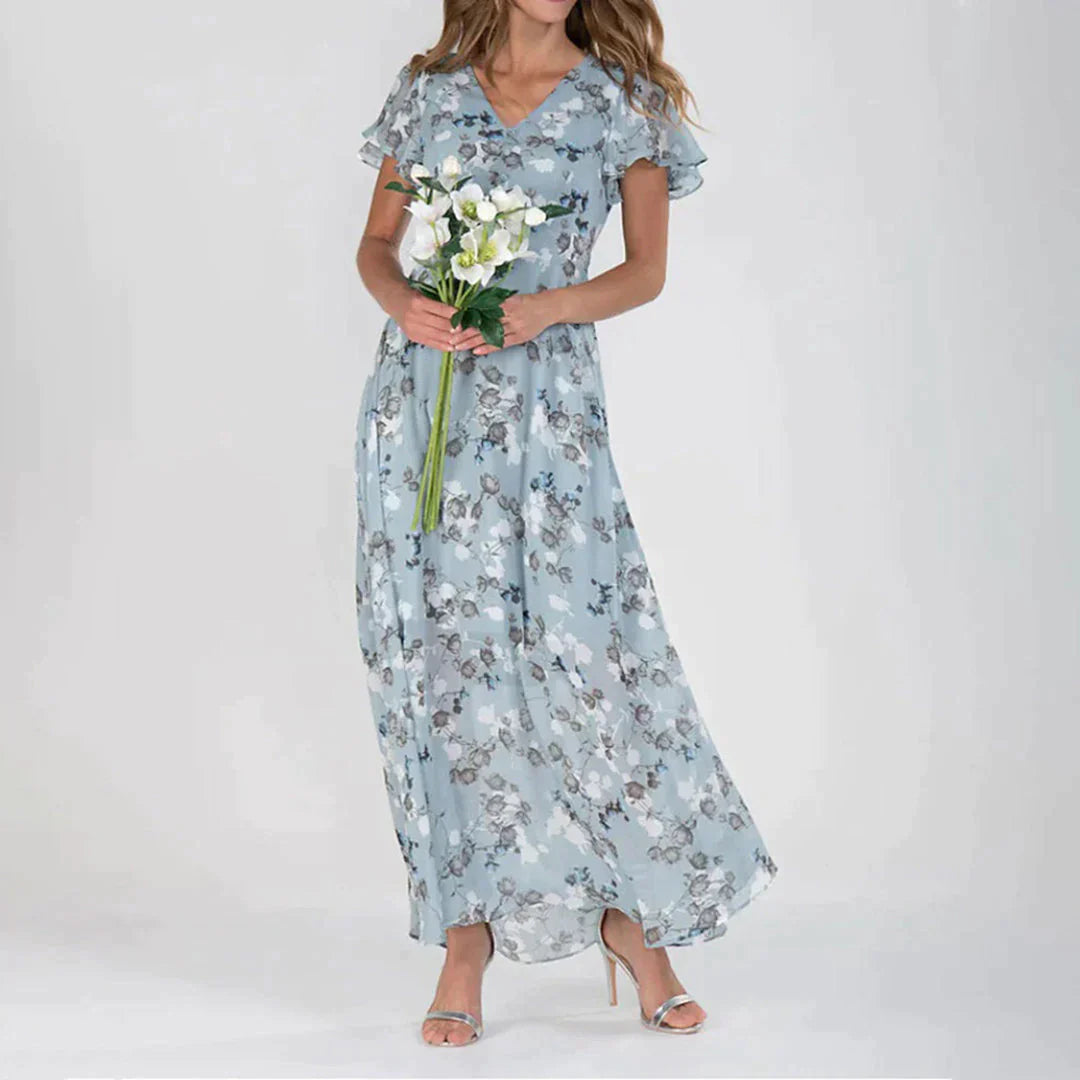 GABRIELLE - Stilig blomstret kjole med blomstermønster