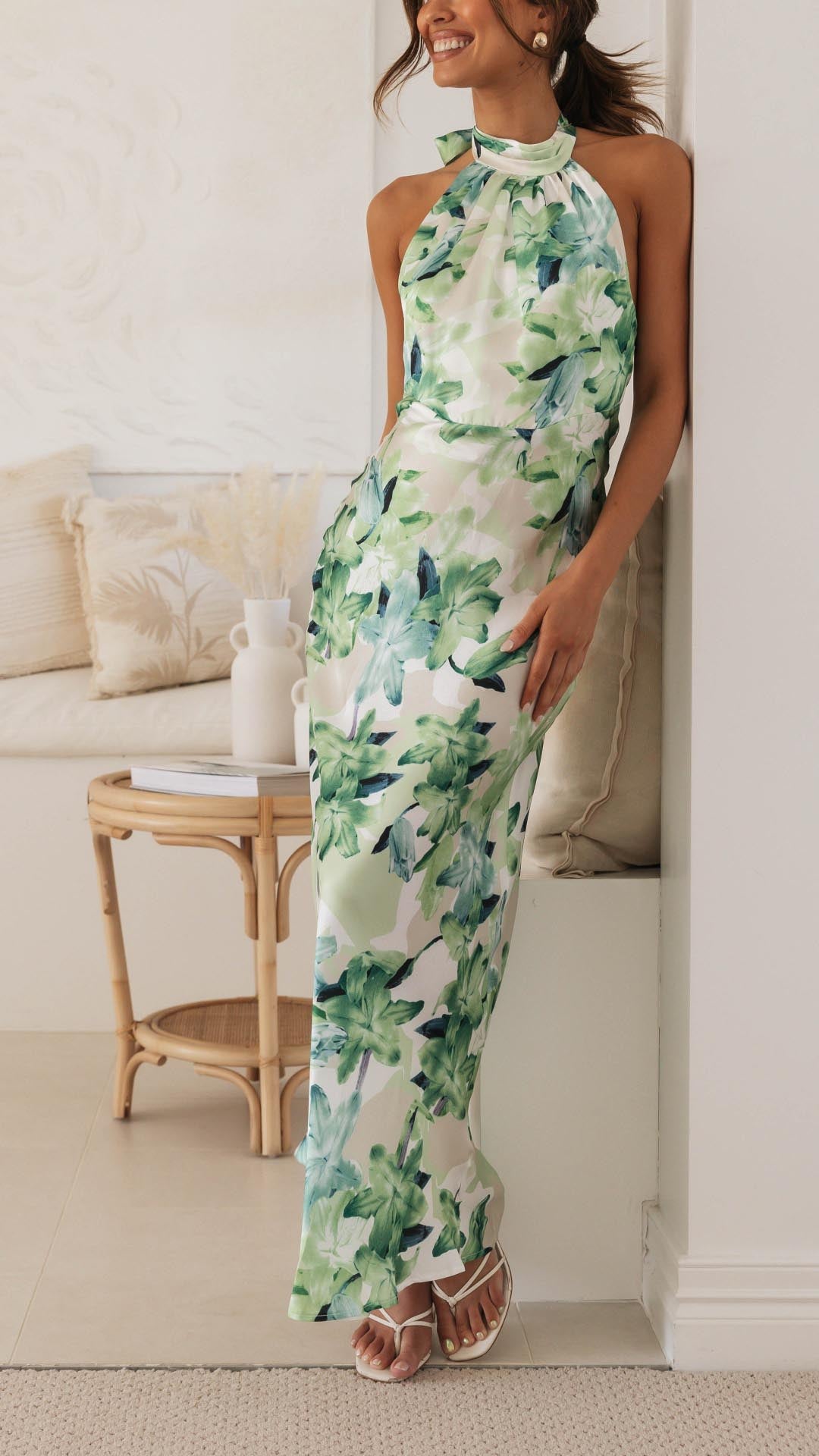 Toperth Floral Grime Maxi Kjole Med Apen Rygg