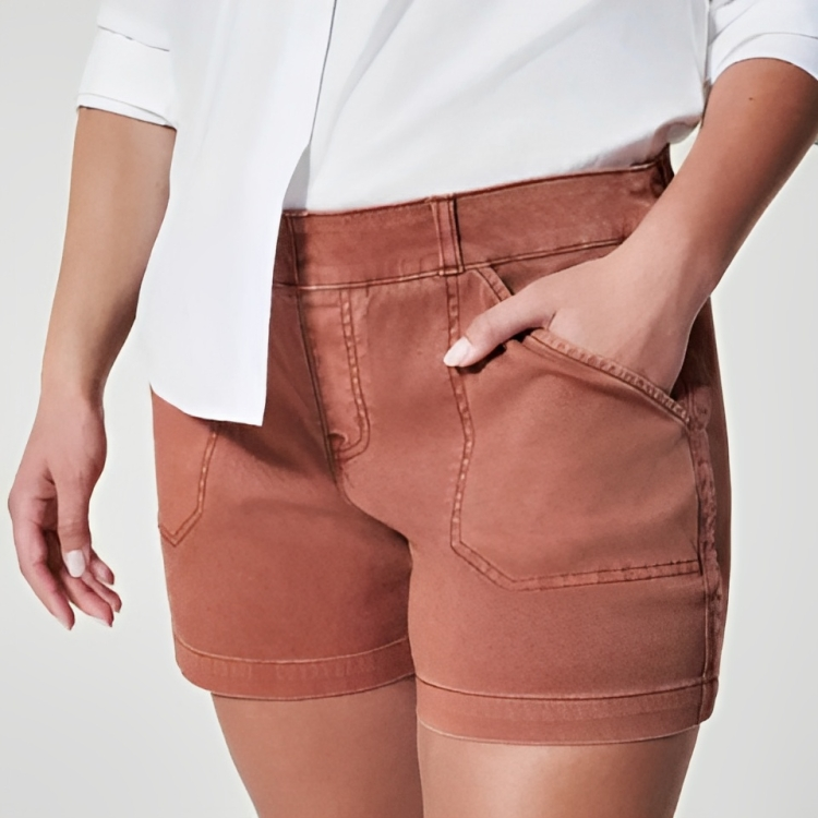 Dameshorts Sommermote Høye stretch shorts med lommer Casual bukser